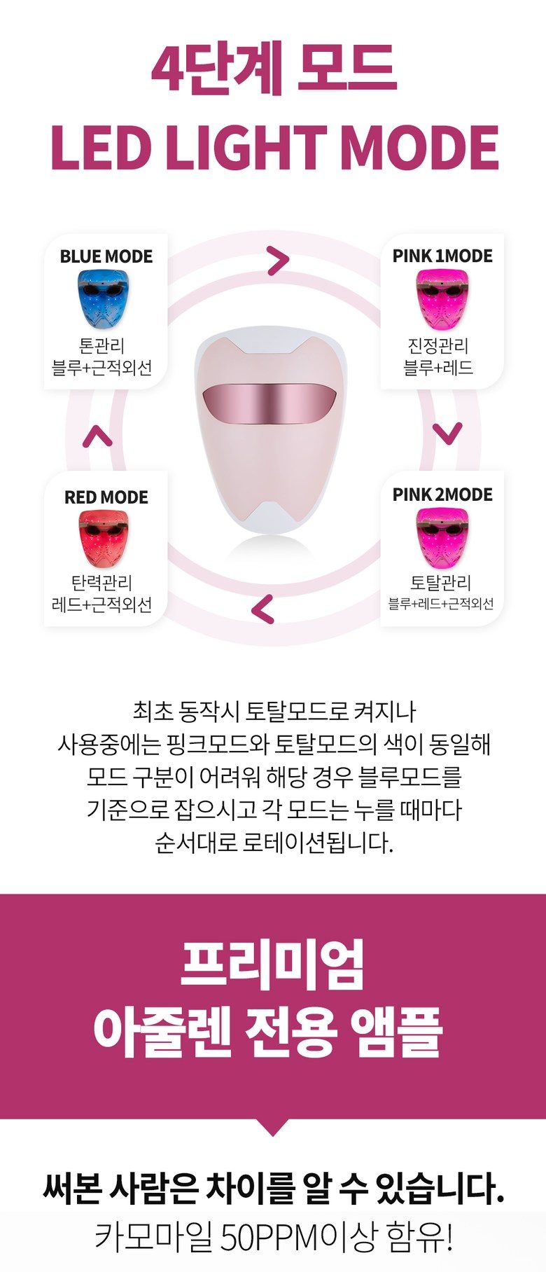 퓨리스킨 플러스 신형 led 마스크 갈바닉 전용 아줄렌앰플 45ml 셀프 홈케어 3종셋 100명 넘버원