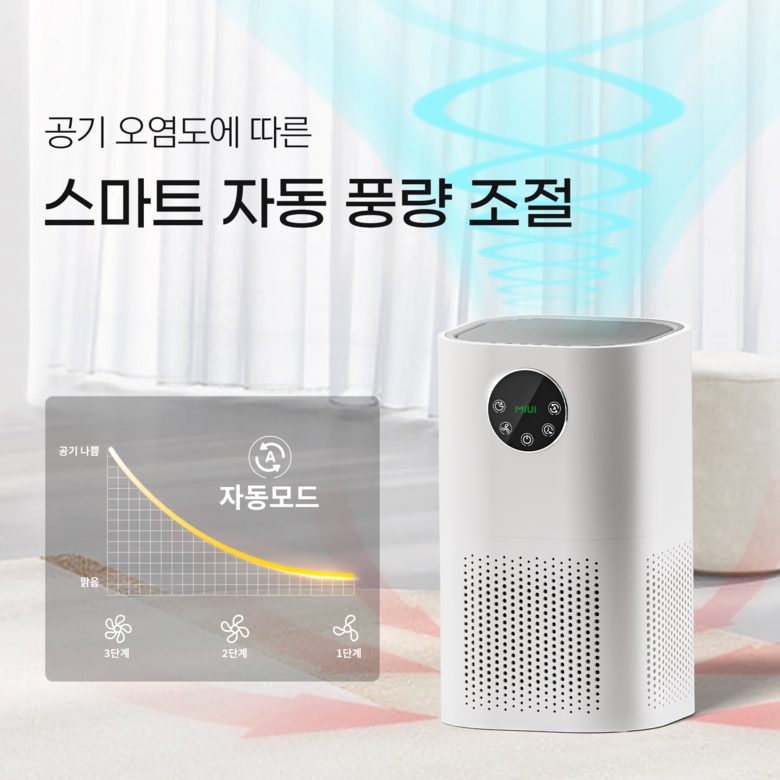 MIUI 공기청정기 저소음 자동모드 타이머 3중필터 99%제거